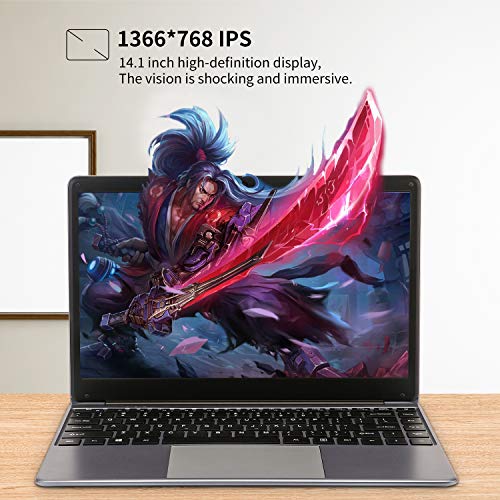 Habisder 2022 14 inch Windows 10 Laptop Computer, 8GB DDR3 RAM / 128GB SSD Notebook PC with Celeron J3455, 14.1" IPS 1366X768 IPS Display, Support 2.4G WiFi, BT, Long-Lasting Battery Laptops（Grey）