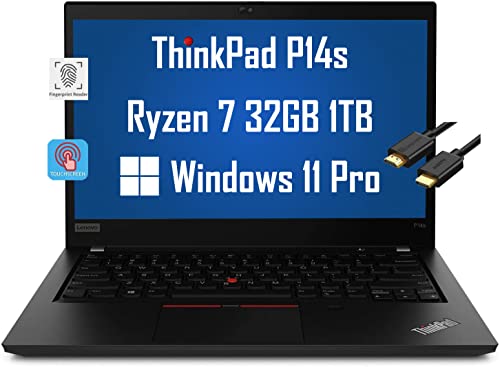 Lenovo ThinkPad P14s 14" FHD Touchscreen (AMD 8-core Ryzen 7 Pro 5850U, 32GB RAM, 1TB PCIe SSD) Mobile Workstation Laptop, Fingerprint Reader, Wi-Fi 6, Webcam, IST Computer HDMI, Windows 11 Pro