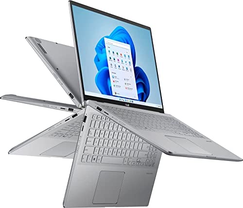 2022 Newest ASUS ZenBook 2 in 1 15.6” FHD Touch Screen Laptop | AMD Ryzen 7 5700U ( Beat i7-1165G7) | 8GB RAM | 256GB SSD | Backlit Keyboard | Windows 11 | Grey | with USB3.0 HUB Bundle