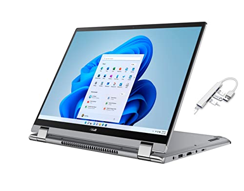 2022 Newest ASUS ZenBook 2 in 1 15.6” FHD Touch Screen Laptop | AMD Ryzen 7 5700U ( Beat i7-1165G7) | 8GB RAM | 256GB SSD | Backlit Keyboard | Windows 11 | Grey | with USB3.0 HUB Bundle