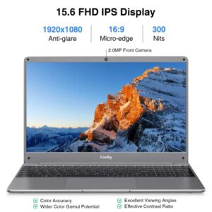 Coolby Laptop Computer Windows 11, 15.6 inch 1920x1080 FHD IPS Display, 12GB RAM / 512GB SSD Notebook PC with Intel Core i3-5005U, Support 2.4G/5G Hz WiFi, RJ45, Type-c Charging, BT4.2