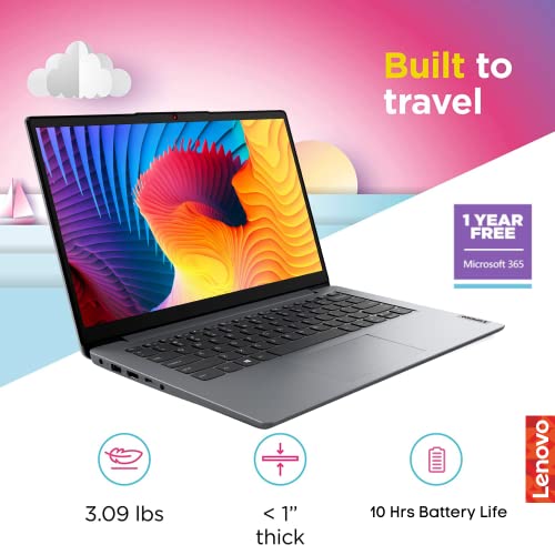 Lenovo Newest IdeaPad 1i 14" HD Laptop, 4GB RAM, 256GB Storage, Intel Pentium N5030 Processor, 10Hrs Battery Life, Rapid Charge, Home&Education Laptop, HDMI, Type-C, Windows 11S, 1 Year Microsoft 365