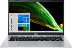 acer 2022 newest aspire 3 laptop, 17.3 inch hd display, intel core i3-1115g4, 12gb ram, 512gb ssd, intel uhd graphics, wi-fi, windows 11 home, silver, bundle with jawfoal