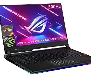 ASUS ROG Strix Scar 15 (2021) Gaming Laptop, 15.6" 300Hz FHD Display, NVIDIA GeForce RTX 3080 (130W ), Ryzen 9 5900HX，with Marvel’s Spider-Man Remastered GeForce RTX Bundle(64GB RAM | 1TB PCIe SSD)