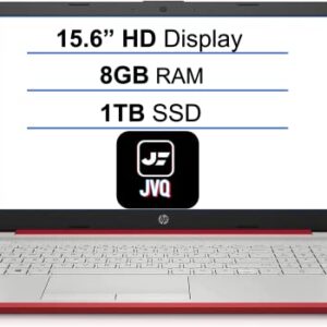 HP Laptop, 15.6" HD Display, Intel Pentium Gold 6405U 2.4 GHz Processor, 8GB DDR4 RAM, 1TB SSD, SD Card Reader, Webcam, HDMI, Wi-Fi, RJ-45, USB-C, Windows 11 Home, Red, JVQ MP