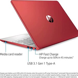 HP Laptop, 15.6" HD Display, Intel Pentium Gold 6405U 2.4 GHz Processor, 8GB DDR4 RAM, 1TB SSD, SD Card Reader, Webcam, HDMI, Wi-Fi, RJ-45, USB-C, Windows 11 Home, Red, JVQ MP