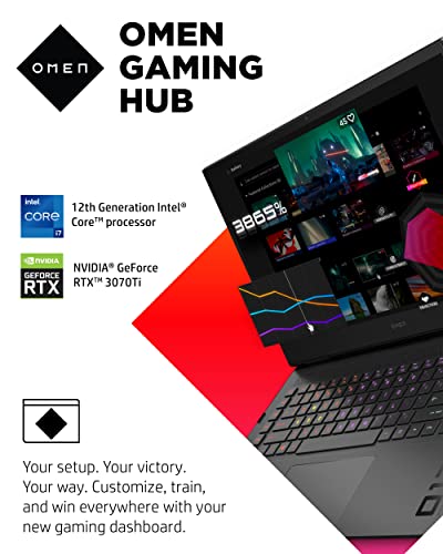 HP OMEN Laptop, IntelCore i7-12700H Processor, NVIDIA GeForce RTX 3070 Ti L Dedicated Graphics, 16 GB RAM Memory, Windows 11home Operating System (17-ck1020nr, Shadow Black)