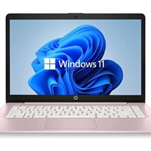 Newest HP 14" HD Laptop, Windows 11, Intel Celeron Dual-Core Processor Up to 2.60GHz, 4GB RAM, 64GB SSD, Webcam, Dale Pink(Renewed) (Dale Pink)