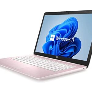 Newest HP 14" HD Laptop, Windows 11, Intel Celeron Dual-Core Processor Up to 2.60GHz, 4GB RAM, 64GB SSD, Webcam, Dale Pink(Renewed) (Dale Pink)