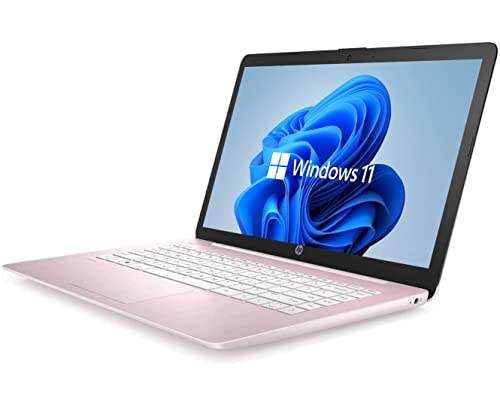 Newest HP 14" HD Laptop, Windows 11, Intel Celeron Dual-Core Processor Up to 2.60GHz, 4GB RAM, 64GB SSD, Webcam, Dale Pink(Renewed) (Dale Pink)