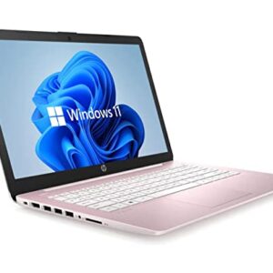 Newest HP 14" HD Laptop, Windows 11, Intel Celeron Dual-Core Processor Up to 2.60GHz, 4GB RAM, 64GB SSD, Webcam, Dale Pink(Renewed) (Dale Pink)