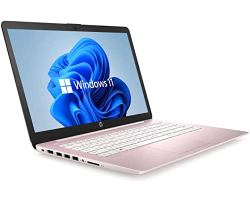 Newest HP 14" HD Laptop, Windows 11, Intel Celeron Dual-Core Processor Up to 2.60GHz, 4GB RAM, 64GB SSD, Webcam, Dale Pink(Renewed) (Dale Pink)