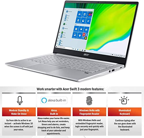 Acer Swift 3 Ultra Light Laptop AMD Ryzen 7 4700U 8-Core Processor 8GB DDR4 512GB NVMe SSD WiFi 6 Backlit Keyboard Fingerprint Reader SF314-42 Windows 11 (Renewed)