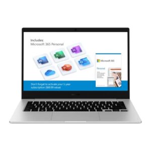 SAMSUNG Galaxy Book Go 14" FHD Laptop, Qualcomm Snapdragon 7c Gen 2 , 4GB RAM, 64GB HD, Silver, Windows 10 - Includes Microsoft 365 Personal 12 Month Subscription
