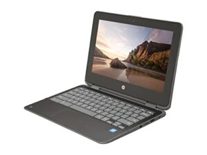 hp chromebook 11 x 360 2-in-1 11.6 inches (1366×768) touchscreen, celeron dual-core n3350, 32gb ssd, 4gb, bluetooth, webcam chrome os (gray) (renewed)