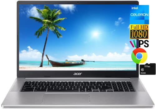 Acer Chromebook 317 Ultralight Laptop | 17.3" FHD Slim-Bezel Display | Intel Celeron N4500 | 4GB Memory | 64GB eMMC | USB-C | Wi-Fi 6 | BT | Webcam | Chrome OS | 10+ Long Battery Life | TiTac Card