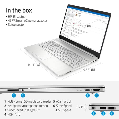 HP Windows 11 Pro 15 15.6" FHD Business Laptop Computer,11th Gen Intel Core i5-1135G7, 16GB RAM 256GB SSD, Intel Iris Xe Graphic, Numeric Pad, Long Battery Life, Wi-Fi 5, Bluetooth 4.2, USB, w/Battery