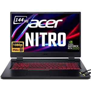 acer nitro 5 144hz 17 gaming laptop, 17.3″ fhd ips, intel 12-core i5-12500h (beats i7-11800h), nvidia geforce rtx 3050, thunderbolt 4, killer ethernet, backlit kb, windows 11 home(16gb|1tb ssd)