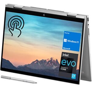 hp envy x360 2-in-1 laptop, 15.6″ fhd touchscreen, 12th gen intel core i7-1255u, 32gb ram, 1tb pcie ssd, webcam, backlit keyboard, wi-fi 6, hdmi, windows 11 home, silver, stylus pen included