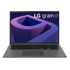 lg gram (2022) 17z90q ultra lightweight laptop, 17″ (2560 x 1600) ips display, intel evo 12th gen i7 1260p processor, 32gb lpddr5, 2tb nvme ssd, fhd webcam, wifi 6e, thunderbolt 4, windows 11, gray