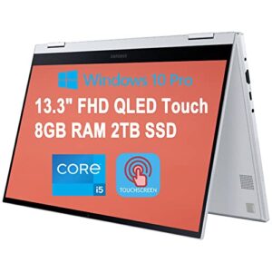 SAMSUNG Galaxy Book Flex2 Alpha 2-in-1 13 Laptop 13.3" FHD QLED Touchscreen 11th Gen Intel 4-Core i5-1135G7 (Beats i7-10510U) 8GB RAM 2TB SSD Backlit Fingerprint Dolby Win10Pro Silver