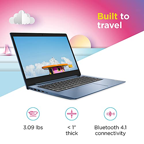 Lenovo IdeaPad 1 Laptop, 14.0" HD Display, Intel Celeron N4020, 4GB RAM, 64GB Storage, Intel UHD Graphics 600, Windows 11 in S Mode, Ice Blue