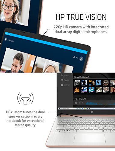 HP - 14-fq0030nr 14 Laptop, AMD 3020e, 4 GB RAM, 64 GB eMMC Storage, 14-inch HD Display, Windows 10 Home in S Mode, Long Battery Life, Microsoft 365, (14-fq0030nr, 2020) Pale Rose Gold