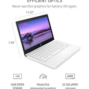 HP Chromebook 11-inch Laptop - Up to 15 Hour Battery Life - MediaTek - MT8183 - 4 GB RAM - 32 GB eMMC Storage - 11.6-inch HD Display - with Chrome OS™ - (11a-na0021nr, 2020 model, Snow White)