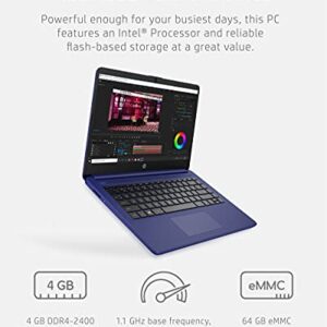 HP 14 Laptop, Intel Celeron N4020, 4 GB RAM, 64 GB Storage, 14-inch Micro-edge HD Display, Windows 10 Home, Thin & Portable, 4K Graphics, One Year of Microsoft 365 (14-dq0010nr, 2021, Indigo Blue)