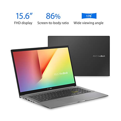 ASUS VivoBook S15 S533 Thin and Light Laptop, 15.6” FHD Display, Intel Core i5-1135G7 CPU, 8GB DDR4 RAM, 512GB PCIe SSD, Wi-Fi 6, Windows 11 Home, AI Noise-Cancellation, Indie Black, S533EA-DH51