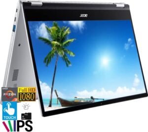 2022 acer chromebook spin 514 2-in-1 convertible laptop | 14″ fhd touchscreen | amd ryzen 3 3250c processor | 4gb ram | 64gb emmc | usb-c | 10+ long battery life | backlit kb | chrome os | titac card