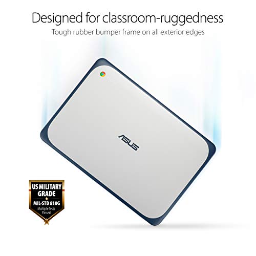 ASUS Chromebook C202XA Rugged & Spill Resistant Laptop, 11.6" HD, 180 Degree, MediaTek 8173C Processor, 4GB RAM, 32GB Storage, MIL-STD 810G Durability, Blue, Education, Chrome OS, C202XA-YB04-BL