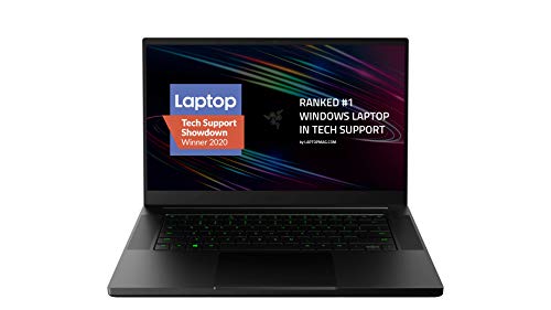 Razer Blade 15 Base Gaming Laptop 2020: Intel Core i7-10750H 6-Core, NVIDIA GeForce GTX 1660 Ti, 15.6" FHD 1080p 144Hz, 16GB RAM, 256GB SSD, CNC Aluminum, Chroma RGB Lighting, Thunderbolt 3, Black