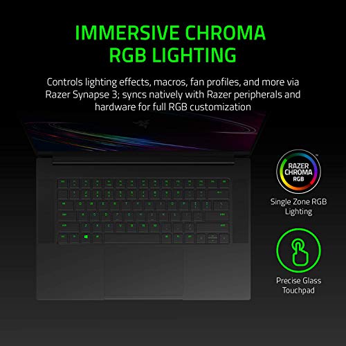 Razer Blade 15 Base Gaming Laptop 2020: Intel Core i7-10750H 6-Core, NVIDIA GeForce GTX 1660 Ti, 15.6" FHD 1080p 144Hz, 16GB RAM, 256GB SSD, CNC Aluminum, Chroma RGB Lighting, Thunderbolt 3, Black