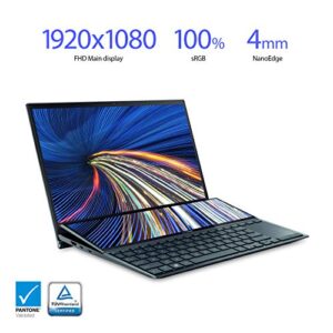 ASUS ZenBook Duo 14 UX482 14” FHD NanoEdge Touch Display, Intel Evo Platform, Core i7-1165G7, 8GB RAM, 512GB PCIe SSD, Innovative ScreenPad Plus, Windows 10 Home, Celestial Blue, UX482EA-DS71T