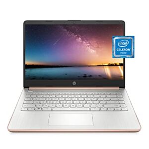 HP 14 Laptop, Intel Celeron N4020, 4 GB RAM, 64 GB Storage, 14-inch Micro-edge HD Display, Windows 10 Home, Thin & Portable, 4K Graphics, One Year of Microsoft 365 (14-dq0030nr, 2021, Pale Rose Gold)