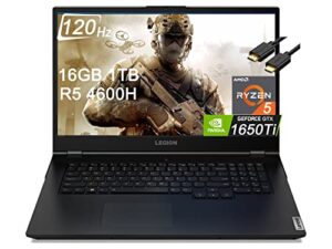 lenovo legion 5 15.6″ full hd ips 120hz gaming laptop (amd ryzen 5 4600h, 16gb ram, 1tb pcie ssd, geforce gtx 1650 ti 4gb), backlit, wifi 6, dolby atmos, ist cable, windows 10 home