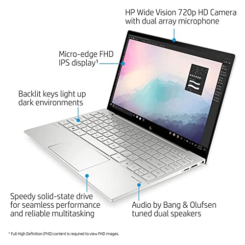 2022 Newest HP Envy Laptop, 13.3" Full HD 1080P Non-Touch 400nits Display, Intel Core i5-1135G7 Quad-Core Processor, 8GB RAM, 128GB SSD, Backlit Keyboard, WiFi 6, Webcam, HDMI, Windows 11 Home, Silver