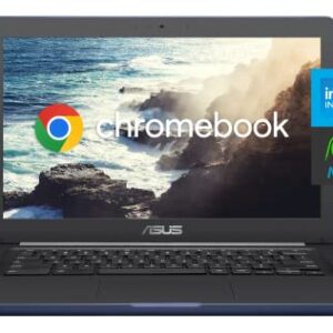 Asus 14'' Chromebook (Latest Model), Intel Celeron Dual Core Processor, 4GB RAM, 32GB eMMC Military-Grade Durability, Spill Resistant Keyboard, Long Battery Life, NLY MP, Chrome OS ‎Dark Blue