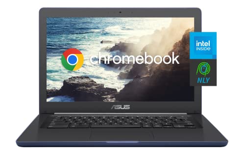 Asus 14'' Chromebook (Latest Model), Intel Celeron Dual Core Processor, 4GB RAM, 32GB eMMC Military-Grade Durability, Spill Resistant Keyboard, Long Battery Life, NLY MP, Chrome OS ‎Dark Blue