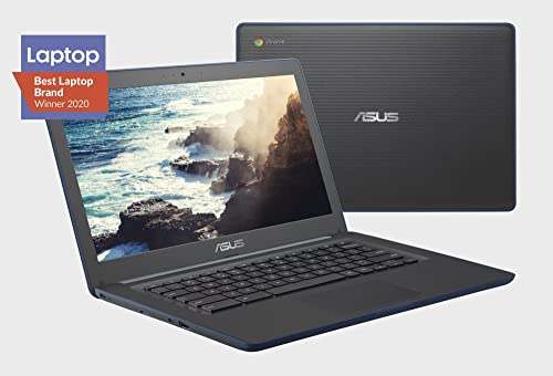 Asus 14'' Chromebook (Latest Model), Intel Celeron Dual Core Processor, 4GB RAM, 32GB eMMC Military-Grade Durability, Spill Resistant Keyboard, Long Battery Life, NLY MP, Chrome OS ‎Dark Blue