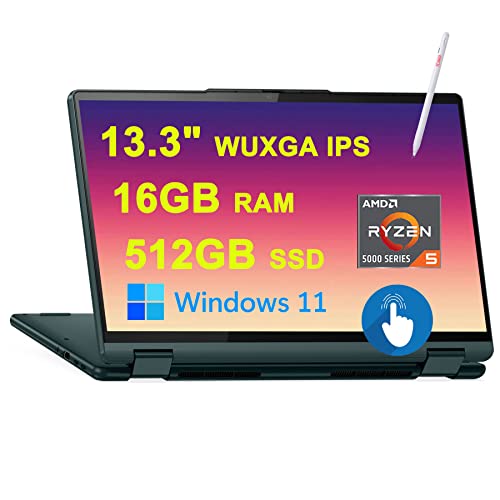 Lenovo Yoga 6 13 2-in-1 Laptop 13.3" WUXGA IPS Touchscreen (300 nits, 100% sRGB, TÜV Low Blue Light) AMD Ryzen 5000 Octa-core Ryzen 7 5700U 16GB RAM 512GB SSD Backlit Fingerprint USB-C Win11 + Pen