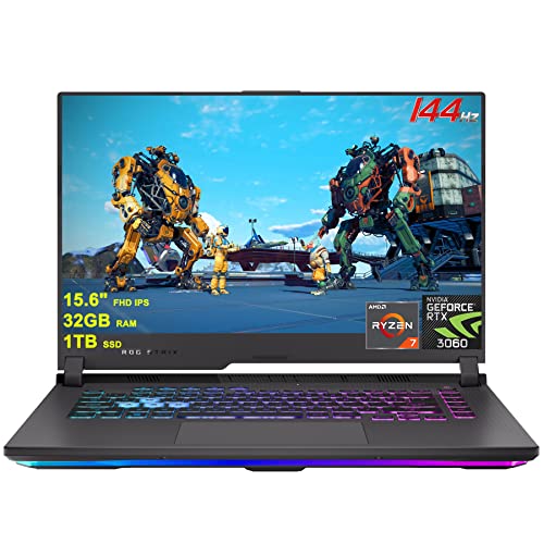 ASUS ROG Strix G15 G513 Gaming Laptop 15.6" FHD IPS 144Hz AMD Octa-Core Ryzen 7 4800H (Beats i7-11370H) 32GB RAM 1TB SSD GeForce RTX 3060 6GB Graphic USB-C RGB Backlit Win11 Black + HDMI Cable