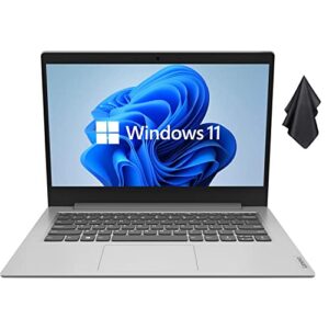 2022 newest lenovo ideapad 1 laptop, 14″ anti-glare display, intel quad-core processor, intel uhd graphics, 4gb ram, 256gb pcie ssd, windows 11 + microfiber cloth