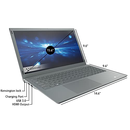 Gateway 15.6'' FHD Ultra Slim Notebook, Intel Pentium Silver Quad Core, 4GB RAM, 384GB Storage, Tuned by THX Audio, 1.0MP Webcam, HDMI, Windows 10 S, Microsoft 365 Personal 1-Year, Black, GWTN156