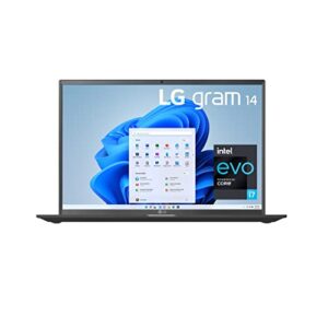 LG Gram 14Z90P Laptop 14" Ultra-Lightweight, (1920 x 1200), Intel Evo 11th gen CORE i7 , 16GB RAM, 512GB SSD, Windows 11 Home, 72 Wh Battery, Alexa Built-in, 2X USB-C, HDMI, USB-A - Black