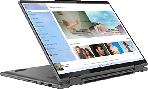 Lenovo ENOVO Yoga 7i 2-in-1 Laptop 14'' 2.2K Touchscreen12th Core i7-1255U Iris Xe Graphics 16GB RAM 1TB SSD WI-FI 6E Thunderbolt 4 Backlit KB w/ FP Windows 11 RATZK 32GB USB, Storm Grey, (82QG)