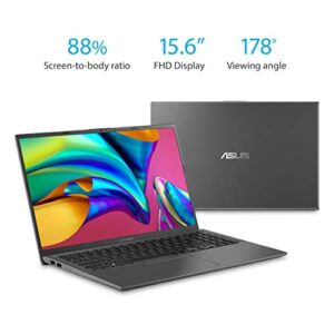 ASUS VivoBook 15 Thin and Light Laptop, 15.6” FHD Display, Intel i3-1005G1 CPU, 8GB RAM, 128GB SSD, Backlit Keyboard, Fingerprint, Windows 10 Home in S Mode, Slate Gray, F512JA-AS34