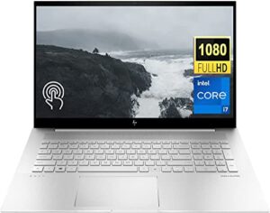hp envy 17 laptop, 17.3″ fhd touchscreen display, 12th gen intel core i7-1255u, 64gb ram 2tb ssd, wi-fi, webcam, backlit keyboard, fingerprint reader, windows 11 home, silver