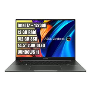 Asus 14.5'' OLED VivoBook Intel Evo Platform Laptop - 12th Gen Core i7-12700H 2880 x 1800 Display 120HZ -12GB DDR4 RAM 512GB PCIe® NVMe™ M.2 4.0 Solid State Drive Windows 11 Midnight Black